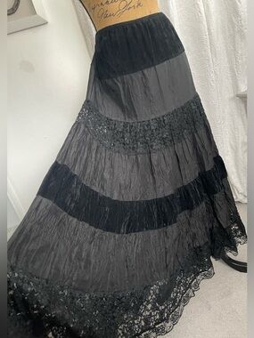 Addition Elle Lace & Velvet Boho Gothic Maxi Skirt Size 1X